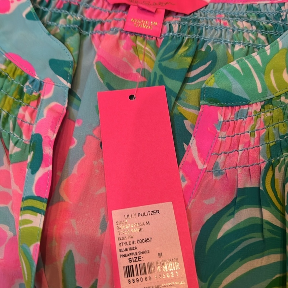 Lilly Pulitzer ELSA 100% Silk Top Pineapple Shake size Medium NWT - Picture 6 of 8